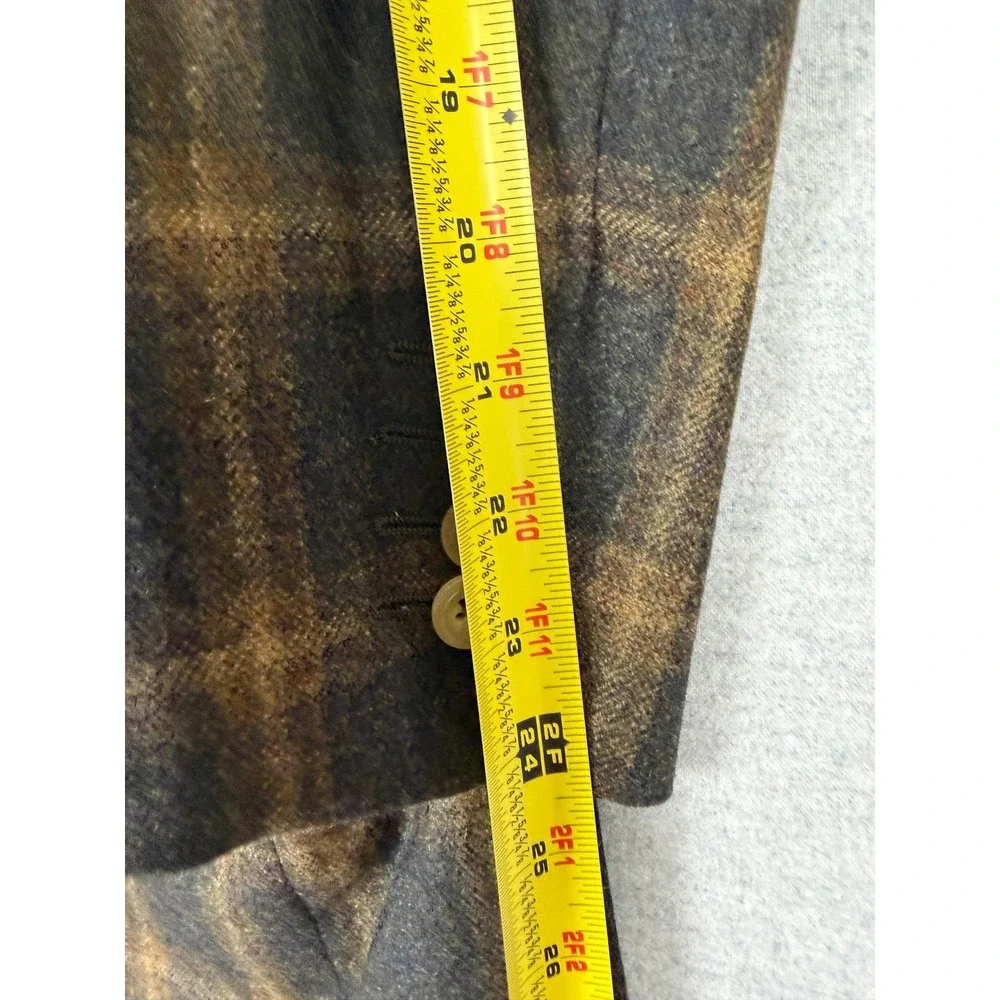Royal Classic Holland & Sherry Wool Plaid Blazer 42R Brown Suede Elbow Patch